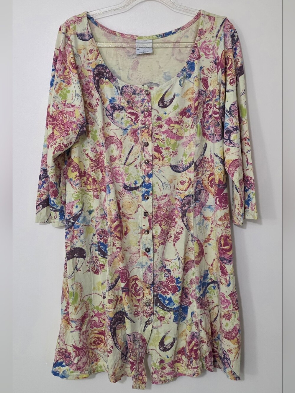 Color Me Cotton Tunic Top Dress Lagenlook Boho Whimsical Boho 100% Cotton Large
